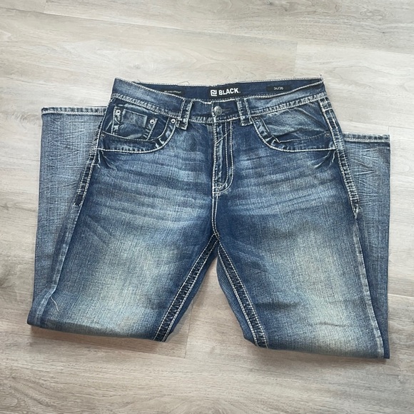 Black Other - Black Relaxed Fit Denim Blue Jeans 34x30